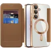 Coque portefeuille Phonesta Luxury Crystal Puffed avec MagSafe pour Samsung Galaxy A36/A56 - Marron 2