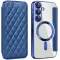 Coque portefeuille Phonesta Luxury Crystal Puffed avec MagSafe pour Samsung Galaxy A36/A56 - Bleu foncé