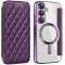 Coque portefeuille Phonesta Luxury Crystal Puffed avec MagSafe pour Samsung Galaxy A36/A56 - Violet foncé