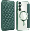 Coque portefeuille Phonesta Luxury Crystal Puffed avec MagSafe pour Samsung Galaxy A16 - Vert foncé 0