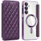 Coque portefeuille Phonesta Luxury Crystal Puffed avec MagSafe pour Samsung Galaxy A16 - Violet foncé