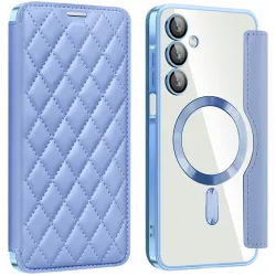 Coque portefeuille Phonesta Luxury Crystal Puffed avec MagSafe pour Samsung Galaxy A16 - Bleu clair
