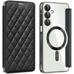 Coque portefeuille Phonesta Luxury Crystal Puffed avec MagSafe pour Samsung Galaxy A16 - Noir