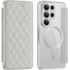 Coque portefeuille Phonesta Luxury Crystal Puffed avec MagSafe pour Samsung Galaxy S26 Ultra - Argent