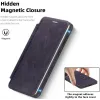 Coque portefeuille Phonesta Luxury Leather avec MagSafe pour Samsung Galaxy S25 Edge - Violet foncé 5