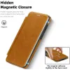 Coque portefeuille Phonesta Luxury Leather avec MagSafe pour Samsung Galaxy S25 Edge - Marron clair 5