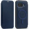 Coque portefeuille Phonesta Luxury Leather avec MagSafe pour Google Pixel 9a - Bleu foncé