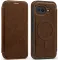 Coque portefeuille Phonesta Luxury Leather avec MagSafe pour Google Pixel 9a - Marron foncé