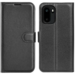 Coque portefeuille Phonesta Litchi Skin pour OnePlus 15R - Noir