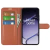 Coque portefeuille Phonesta Litchi Skin pour OnePlus Nord 6 - Marron 3