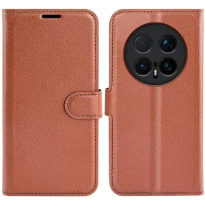 Coque portefeuille Phonesta Litchi Skin pour HONOR Magic8 Pro - Marron
