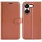 Coque portefeuille Phonesta Litchi Skin pour Xiaomi Poco X8 Pro - Marron
