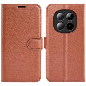 Coque portefeuille Phonesta Litchi Skin pour Xiaomi Redmi Note 15 4G/5G / Xiaomi Poco M8 - Marron