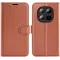 Coque portefeuille Phonesta Litchi Skin pour Xiaomi Redmi Note 15 Pro 5G - Marron