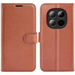 Coque portefeuille Phonesta Litchi Skin pour Xiaomi Redmi Note 15 Pro Plus / Xiaomi Poco M8 Pro - Marron