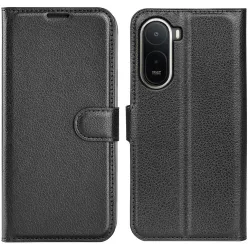 Coque portefeuille Phonesta Litchi Skin pour Xiaomi Redmi A7 Pro - Noir