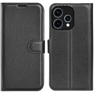 Coque portefeuille Phonesta Litchi Skin pour Oppo Reno15 - Noir