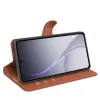 Coque portefeuille Phonesta Litchi Skin pour Oppo Reno15 Pro Max - Marron 4