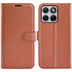 Coque portefeuille Phonesta Litchi Skin pour Motorola Edge 70 Fusion - Marron