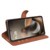 Coque portefeuille Phonesta Litchi Skin pour Motorola Moto G67/G77 - Marron 4