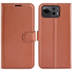 Coque portefeuille Phonesta Litchi Skin pour Asus Zenfone 12 Ultra - Marron