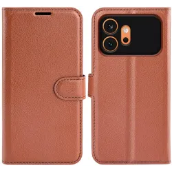 Coque portefeuille Phonesta Litchi Skin pour HONOR 600/600 Pro - Marron