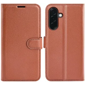 Coque portefeuille Phonesta Litchi Skin pour Samsung Galaxy A37 - Marron