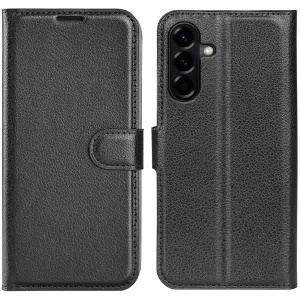Coque portefeuille Phonesta Litchi Skin pour Samsung Galaxy A57 - Noir
