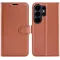 Coque portefeuille Phonesta Litchi Skin pour Samsung Galaxy S26 Ultra - Marron