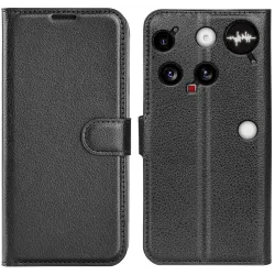 Coque portefeuille Phonesta Litchi Skin pour Nothing Phone (3) - Noir