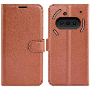 Coque portefeuille Phonesta Litchi Skin pour Nothing Phone (3a) - Marron