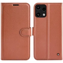 Coque portefeuille Phonesta Litchi Skin pour Nothing Phone (3a) Lite - Marron