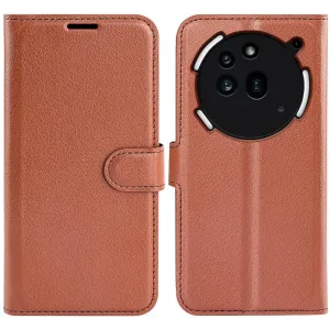 Coque portefeuille Phonesta Litchi Skin pour Nothing Phone (3a) Pro - Marron