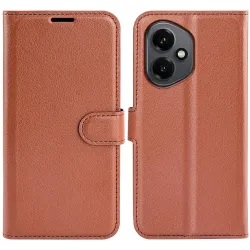 Coque portefeuille Phonesta Litchi Skin pour HONOR 400 - Marron