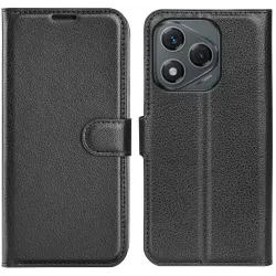 Coque portefeuille Phonesta Litchi Skin pour HONOR 400 Lite - Noir