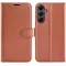 Coque portefeuille Phonesta Litchi Skin pour Samsung Galaxy A17 - Marron