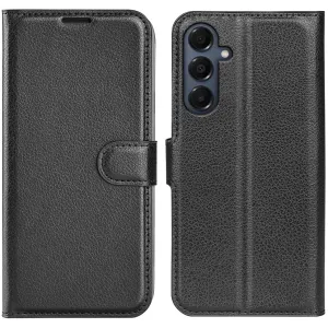Coque portefeuille Phonesta Litchi Skin pour Samsung Galaxy A17 - Noir