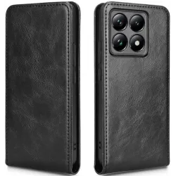 Coque portefeuille Phonesta Leather Vertical Flip pour Xiaomi 14T Pro - Noir