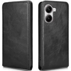 Coque portefeuille Phonesta Leather Vertical Flip pour Xiaomi Poco X7 Pro - Noir