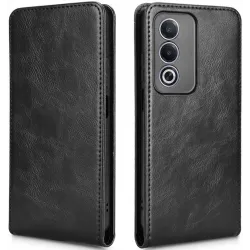 Coque portefeuille Phonesta Leather Vertical Flip pour Oppo A80 - Noir