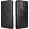 Coque portefeuille Phonesta Leather Vertical Flip pour Oppo Reno12 Pro - Noir