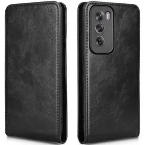 Coque portefeuille Phonesta Leather Vertical Flip pour Oppo Reno12 Pro - Noir