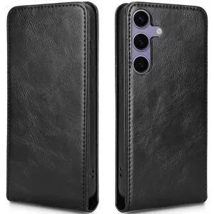 Coque portefeuille Phonesta Leather Vertical Flip pour Samsung Galaxy S24 FE - Noir