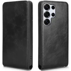 Coque portefeuille Phonesta Leather Vertical Flip pour Samsung Galaxy S25 Ultra - Noir