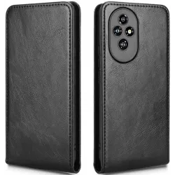 Coque portefeuille Phonesta Leather Vertical Flip pour HONOR 200 - Noir