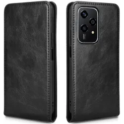 Coque portefeuille Phonesta Leather Vertical Flip pour HONOR 200 Lite - Noir