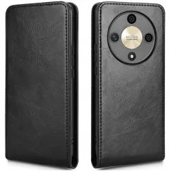 Coque portefeuille Phonesta Leather Vertical Flip pour HONOR Magic6 Lite - Noir