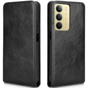 Coque portefeuille Phonesta Leather Vertical Flip pour Realme 14x / C75 - Noir
