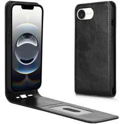 Coque portefeuille Phonesta Leather Vertical Flip pour Apple iPhone 17e/16e - Noir