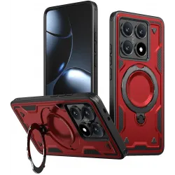 Coque arrière Phonesta MagLock Armor anneau et MagSafe pour Xiaomi 14T Pro - Rouge